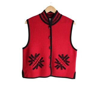 Vintage Cambridge Dry Goods Red‎ Wool Vest Womens Size L